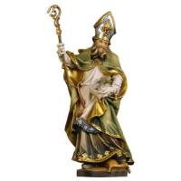 Statue en bois sculpté Saint Patrick 20 cm couleur