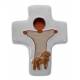 Croix Ceramique 10.5 X 8 Cm Beige Jesus + Mouton