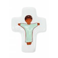 Croix Ceramique 10.5 X 8 Cm Vert Pastel Jesus
