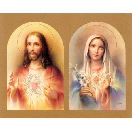 Poster 20 X 25 Cm Sacré Coeur de Jésus et de Marie