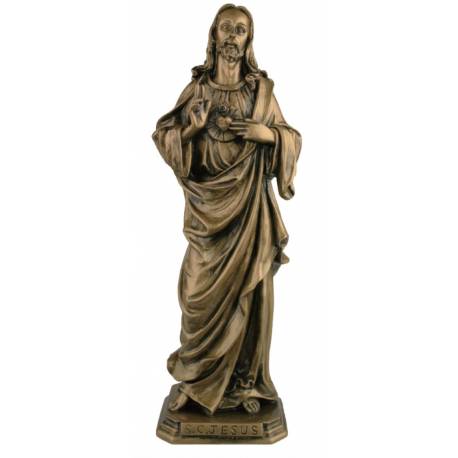 Statue 30 Cm Sacre Coeur De Jesus Finition Bronze