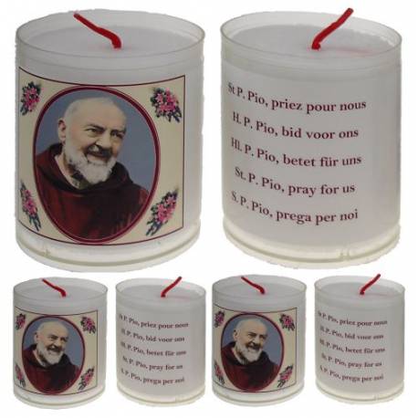 Set de 4 bougies - St P. Pio - Texte 5 Langues