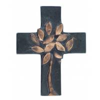 Croix Murale Bronze 10.5 Cm Arbre De Vie
