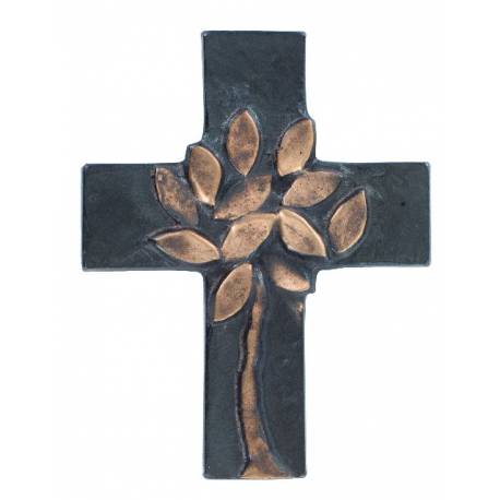 Croix Murale Bronze 10.5 Cm Arbre De Vie