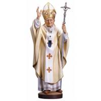 Houtsnijwerk beeld Paus Johannes Paulus II 11 cm gekleurd 