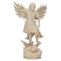 Statue en bois sculpté Saint Michel 20 cm bois naturel