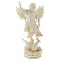 Statue en bois sculpté Saint Michel 27 cm bois naturel