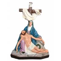 Beeld Pieta 40 cm in hars (60 cm met het kruis) 