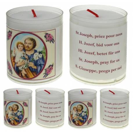 Set de 4 bougies - St Joseph - texte 5 langues