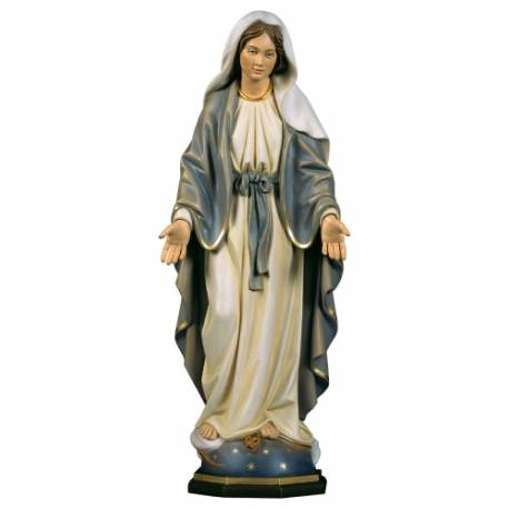 Statue en bois sculpté Vierge Miraculeuse 23 cm couleur