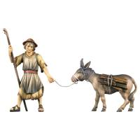Herder Trekkend Aan Ezel met Hout 15 cm : houtsnijwerk kerstgroep Ulrich 15 cm 