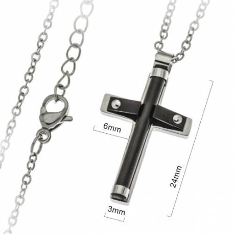 Croix 24 mm et chaîne acier inoxydable