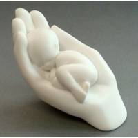 Liggende Hand + Baby - 6 cm - Wit 