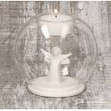 Boule De Noel Verre - Ange En Porcelaine 10 X 8.5 Cm