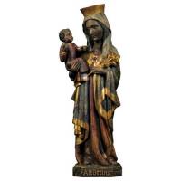 Houtsnijwerk beeld Maria van Altötting 23 cm gekleurd met 24k goud 