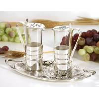 Water-Wijn Recipienten Metaal + Glas D 3.6, H 10.5 Verzilverd 