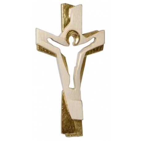 Croix De La Passion En Bois Sculpte 15Cm Or