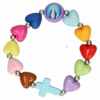Bracelet s/élastique multicolore coeurs enfants