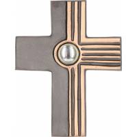 Kruisbeeld Brons - 9.5 X 12 Cm - Glassteen 