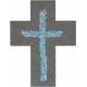 Kruisbeeld Leisteen 13 X 17 Cm Tekening Blauw Kruis 