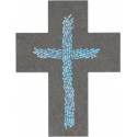Kruisbeeld Leisteen 13 X 17 Cm Tekening Blauw Kruis 