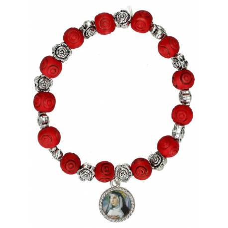 Bracelet s/élastique - Ste Rita - rouge