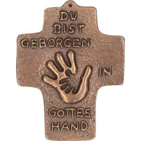 Kruisbeeld 10 X 8 Cm Brons Duitse Tekst 