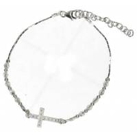 Bracelet-dizainier - argent rhodié - Swarovsky - blanc - croix