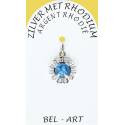 Medaille Zilver + Rhodium - Engel 13 mm - Kant - Blauw 