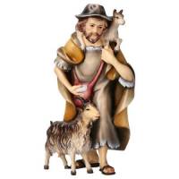 Berger avec deux chèvres: crèche de Noël en bois Ulrich 15 cm