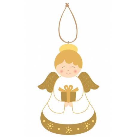 Engel in hout om te hangen 9 cm : geschenk 