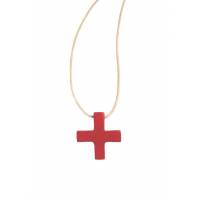 Croix pendentif teintée rouge 25mm