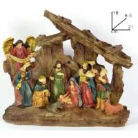Crèche de Noël (étable + 11 personnages) de 18 cm