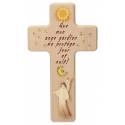 Croix en bois sculpté - 20 cm - 2 tons bois - Mon ange gardien