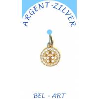 Médaille Argent doré - Croix - Strass