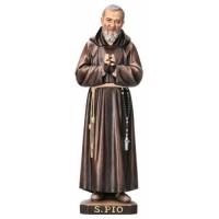 Statue en bois sculpté de Padre Pio (30cm)