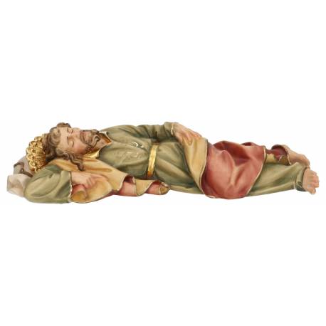 Statue en bois sculpté Saint Joseph dormant 12 cm couleur