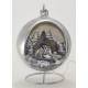 Crèche de Noël dans une boule en céramique argenté + lumière
