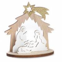 Décoration de Noël en bois Nativité de 10 cm