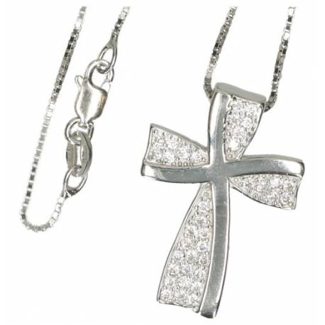 Kruisje in zilver 25 mm met ketting 