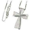 Kruisje in zilver 25 mm met ketting 