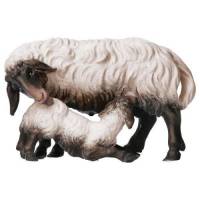 Mouton et agneau : crèche de Noël en bois Ulrich 15 cm