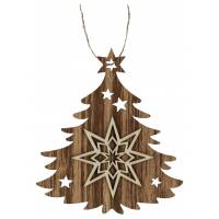 Décoration de Noël en bois en forme de sapin à suspendre - étoile