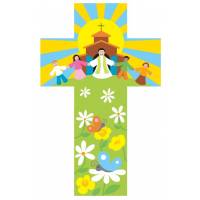 Croix murale prètre avec enfants 20 cm