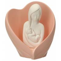 Mère et enfant dans un coeur 9 cm rose