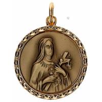 Médaille Ste Thérèse - 18 mm - Métal Doré + Email