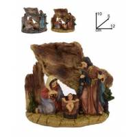 Crèche de Noël (étable + Sainte-Famille) de 10 cm - 2 modèles assortis