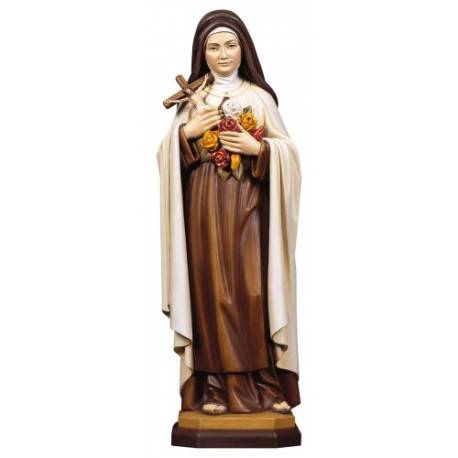 Statue en bois sculpté Sainte Thérèse 18 cm couleur