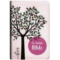 Bible sainte - Couverture simili rose avec arbre