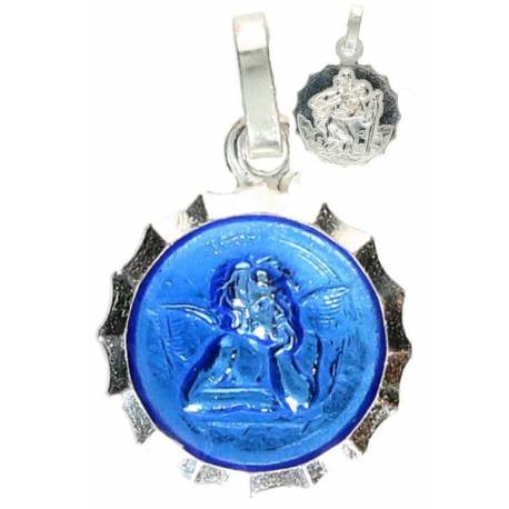 Medaille Engel 14 mm / H Kristoffel Email Blauw 